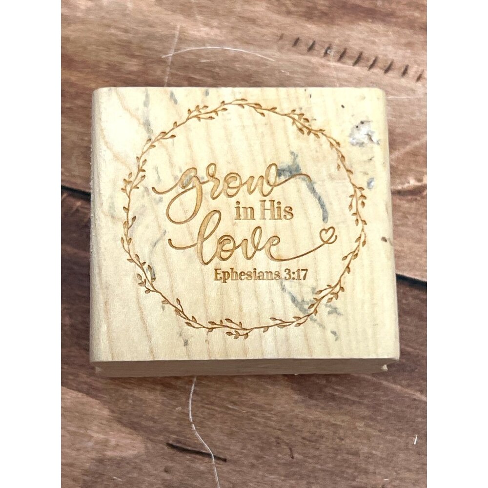 Mason Row MRHL-2027 Wood Mounted Rubber Stamp Grow In His Love Ephesians 3:17